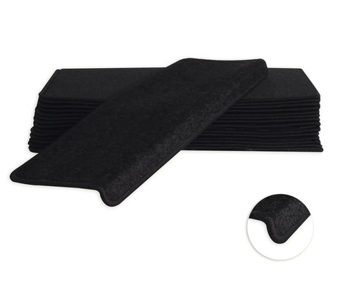 Trappstegsmatta Dynasty svart 28x65cm 15-pack Trappmattor av textil i en stapel