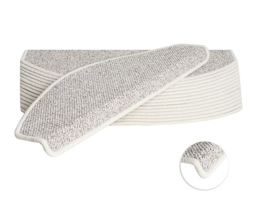Trappstegsmatta Mistral beige 28x56cm 15-pack Trappstegsmatteset med textil yta och rundad form