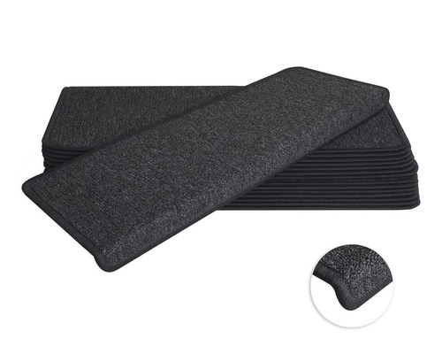 Trappstegsmatta Rambo antracit 28x65cm 15-pack Trappstegsmattor i textil staplade med detaljvy