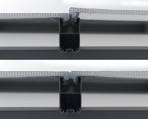 Detaljvy av montering av kanalplastskivor på en underkonstruktion