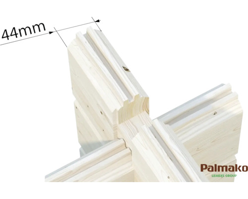Detaljvy av 44 millimeters timmerprofil