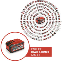 Einhell Power X-Change batteri med verktyg arrangerade i en cirkel
