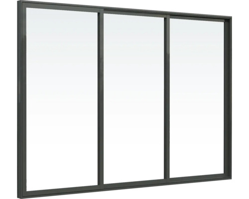 Skjutdörr med tre glaspaneler och ram
