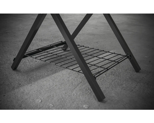 Detaljvy av grillben med förvaringsgaller