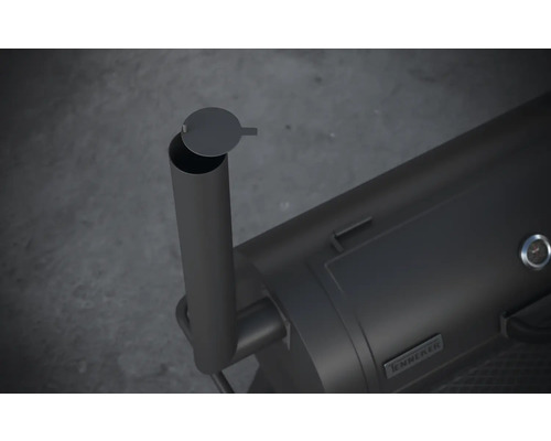 Detaljvy av en svart rök med öppen skorsten