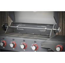 Gasolgrill med roterande spett i detalj