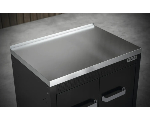 Tennneker verkstadsskåp med rostfri ståltopp