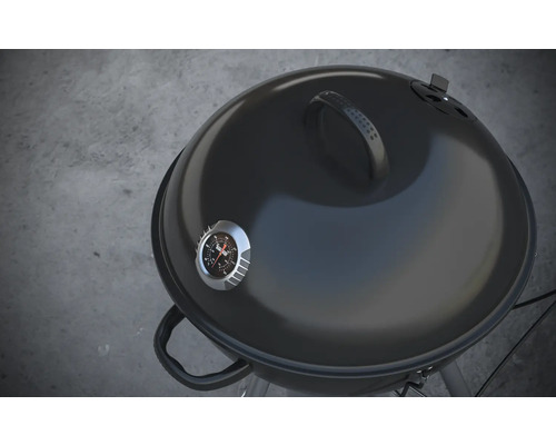 Klotgrill med lock och temperaturvisning