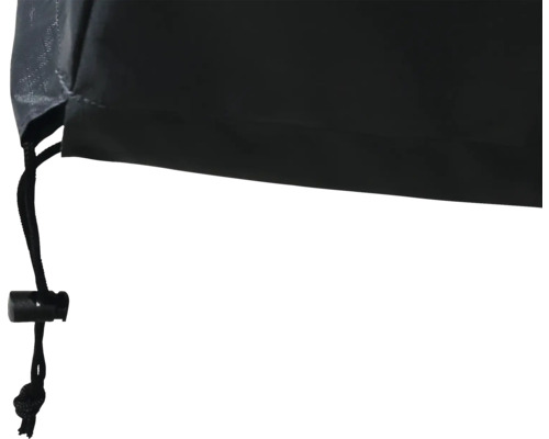 Detaljvy av ett överdrag med dragsko