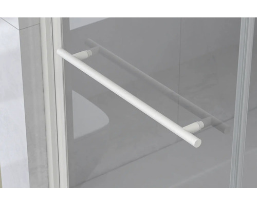 Detalj av en duschkabin med handtag