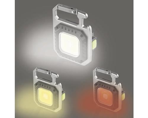 LED nyckelringslampa med karbinhake och olika ljusfärger