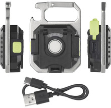 Ficklampa med karbinhake och USB-kabel