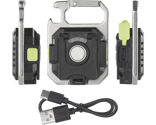 Ficklampa med karbinhake och USB-kabel