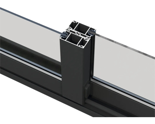 Detaljvy av ett fönster med ramprofil av aluminium