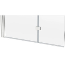 Detaljvy av duschkabin med klart glas och ram