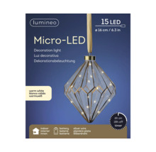 Micro LED dekorationsljus med batteridrift och timerfunktion, cirka 16 centimeter i diameter
