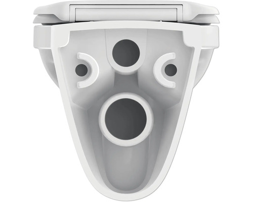 Snitt av toalett med hål för väggmontering