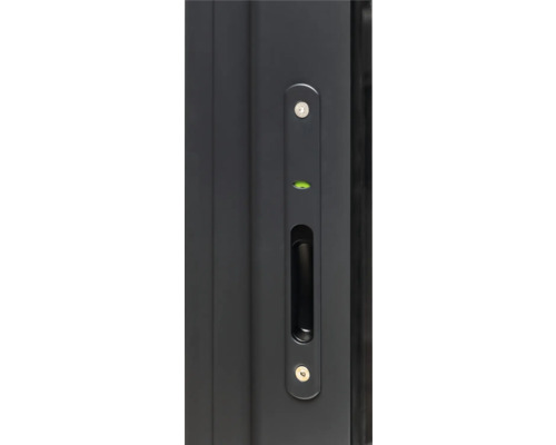 Detalj av ett fönsterhandtag med integrerad vattenpass