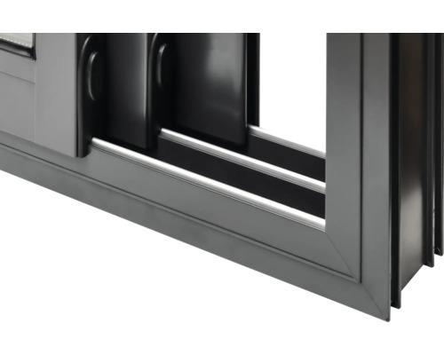 Detaljvy av ett skjutbart fönster