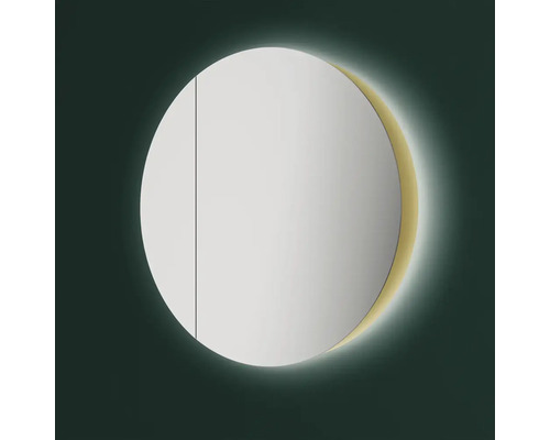 Runt spegelskåp med belysning för badrummet