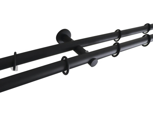 Dubbel gardinstång med ringar för fönsterdekoration
