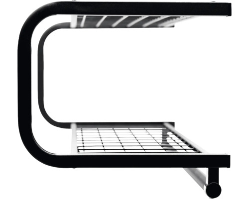 Skohylla av metall med två hyllor