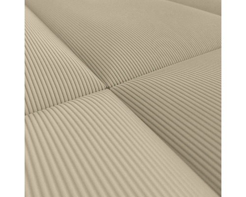 Närbild av en beige manchester med vertikala ränder