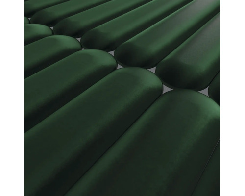 Närbild av rundade, avlånga objekt i parallellt arrangemang.