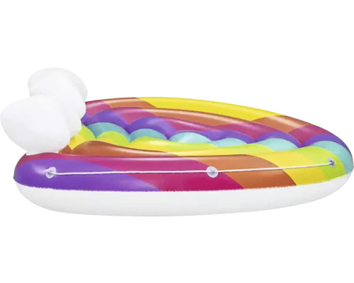 Uppblåsbar regnbågsö med ryggstöd för poolen
