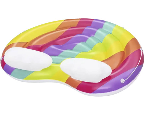 Uppblåsbar badö i regnbågens färger med nackstöd