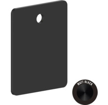 Svart rektangulär skylt med hål