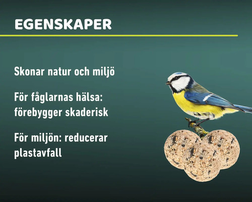 Egenskaper för fågelfoder med blåmes