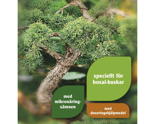 Bonsaibusk med information om mikronäringsämnen och doseringshjälpmedel
