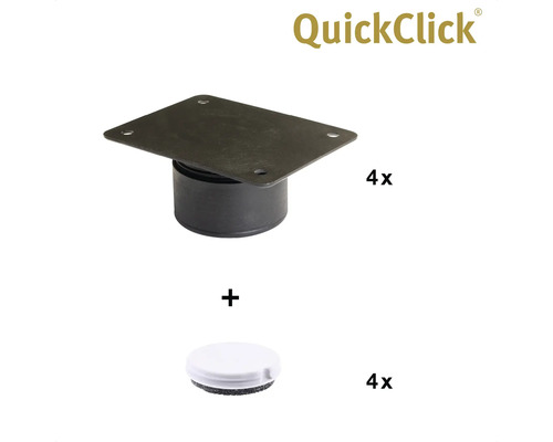 QuickClick möbelglidsats med fyra möbelglid och fyra filtinsatser