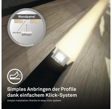 LED-profil med enkelt klicksystem för väggpaneler