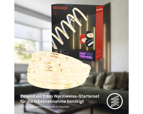 Briloner Logo. 2,6 meter startpaket med varmvitt LED-band.