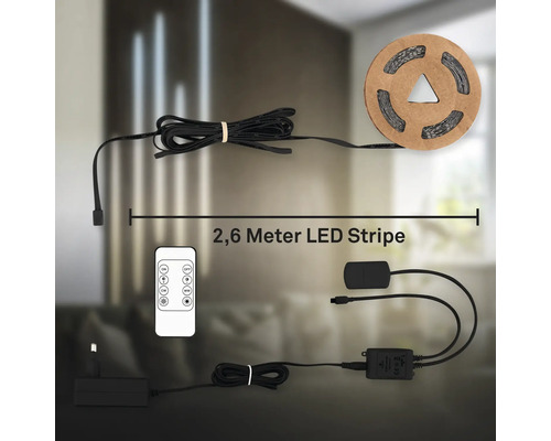 2,6 meter LED-strip med fjärrkontroll
