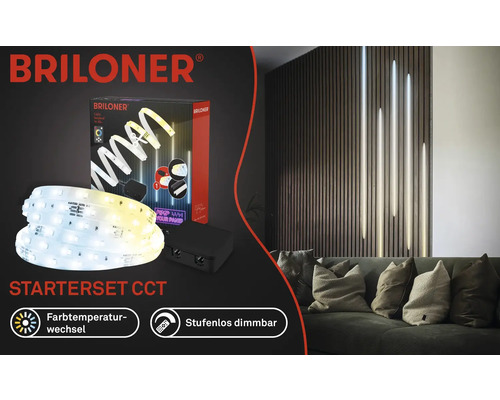 Briloner LED-ljusremsstartset CCT med steglös dimmerfunktion