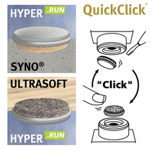 QuickClick möbelglidare med olika insatser och monteringsanvisningar
