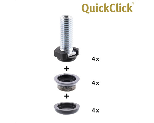 QuickClick glidinsatsset bestående av skruv, filtinsats och glidare, 4 delar