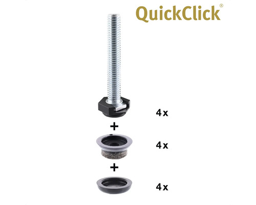 QuickClick möbelfotsats med skruv för möbler