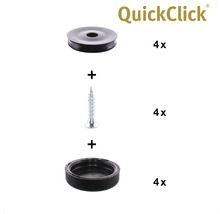 QuickClick möbelglidsats bestående av glid och skruvar
