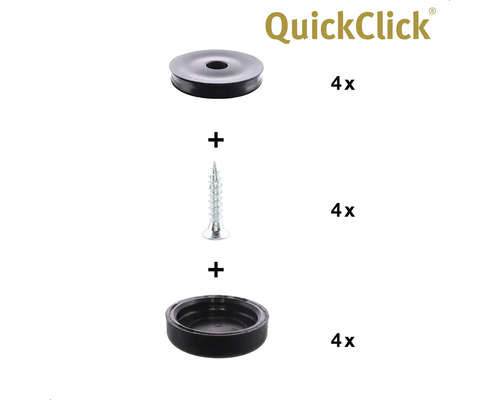 QuickClick möbelglidsats bestående av glid och skruvar