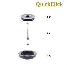 QuickClick glidfäste monteringssats bestående av skruvar och plastdelar, 4 stycken