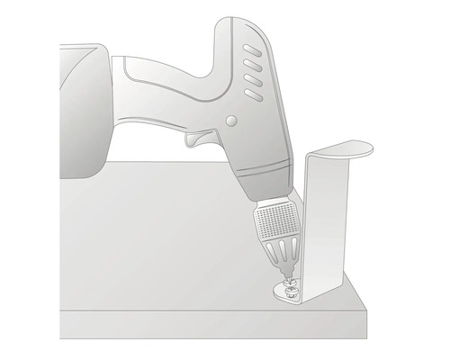 Illustration av en borrmaskin som fäster ett fäste på en yta.