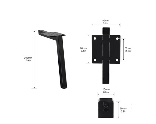 Mått på ett svart möbelben