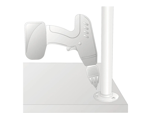 Illustration av en borrmaskin som borrar i en stolpe på en yta.