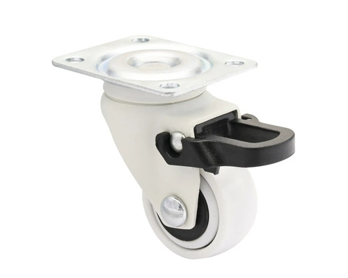 Svängbart hjul med broms och monteringsplatta