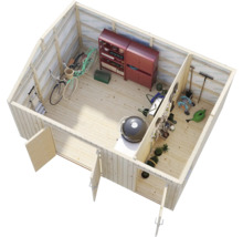 Förråd PALMAKO Olaf 14,9m² (inv. 13,5m²) inkl. golv 452x330cm natur