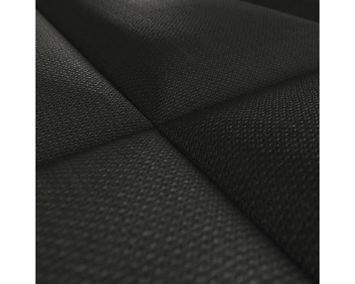 Närbild av svart möbelklädsel med quiltat mönster